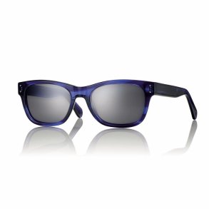 Shiny blue 56 20-145 Acetate Sunglasses w/Smoke lens+Case