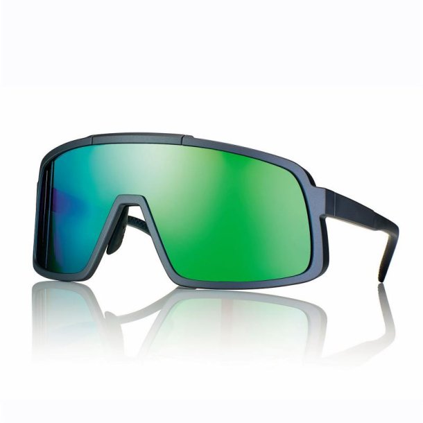 Matt Grey Mask Sunglasses 135-125 Green Mirr+Night Lens+Case