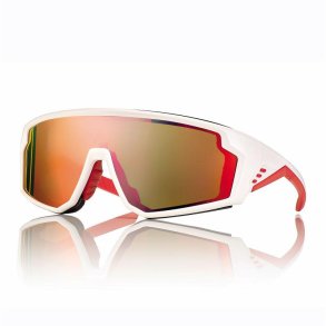 White/Red Nylon Sport Mask Sungl Red Mirror Lens+Clip-in