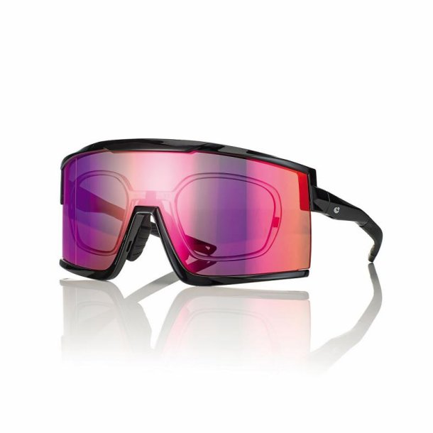 BLACK SPORT SUN MASK 139-130 Red Mirror + Protections + Clip