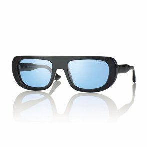 SHINY BLACK SUNGLASSES UNISEX56 20-145 Light Blue Lens
