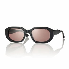 SHINY BLACK SUNGLASSES UNISEX51 19-145 Brown Lens