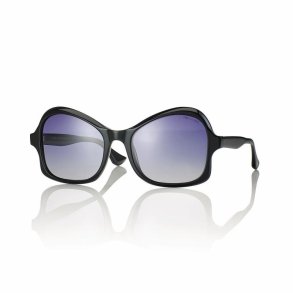 SHINY BLACK SUNGLASSES WOMEN 54 19-140 Gradient Blue Lens