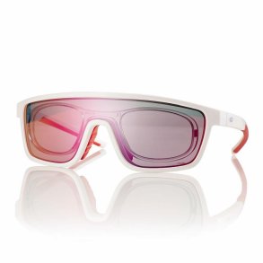 WHITE/RED MASK SUN TEEN 118-125 SMOKE-RED MIRROR + CLIP-IN