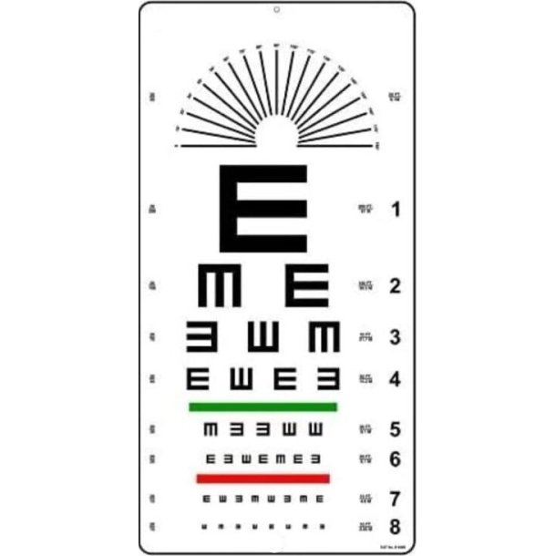 TUMBLING "E""""/ILLITERATE EYE CHART, 10 FT"""