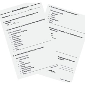 VPP VISION NEEDS CHECKLIST 50 COUNT PAD