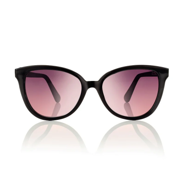 Shiny black w/grad grey/rose lens 54 ultem magn clip-on+case