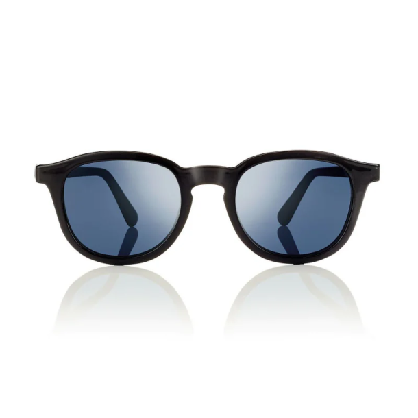 Shiny black w/solid blue lens52 ultem magn clip-on + case