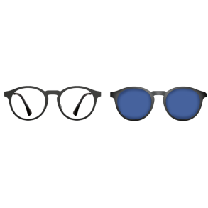 Ultem frame + steel temples with clip-on, matt black