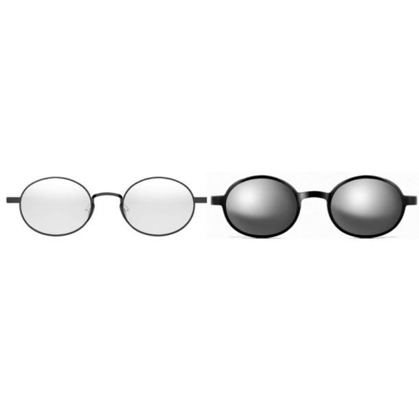 Metal frames with clip-on, matt black