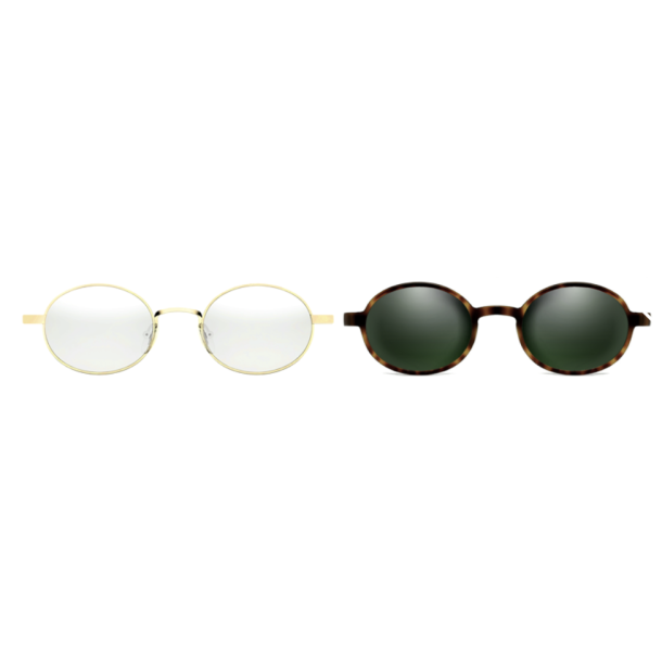 Metal frames with clip-on, matt gul / brun mnster