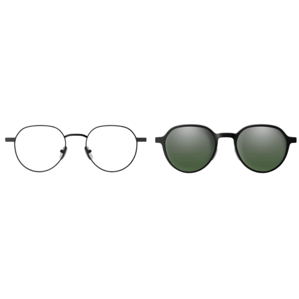 Metal frames with clip-on, matt black