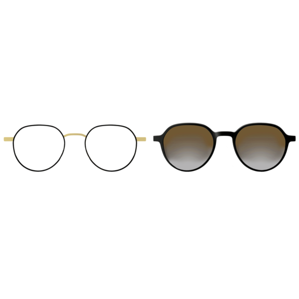 Metal frames with clip-on, matt yellow