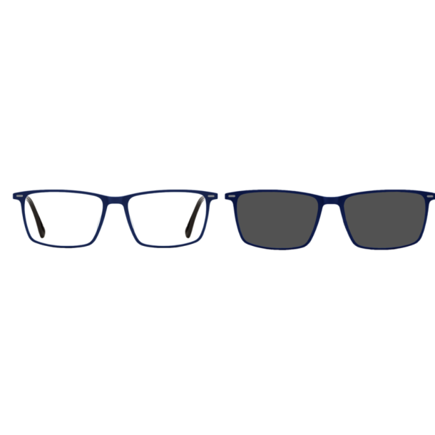 Ultem frame with clip-on, matt blue