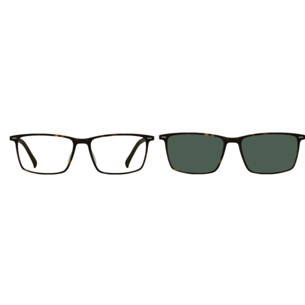 Ultem frame with clip-on, brown pattern