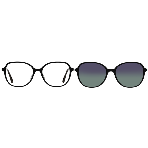 Ultem frame with clip-on, black