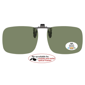 Clip-on / flip up, green glasses, 60-14