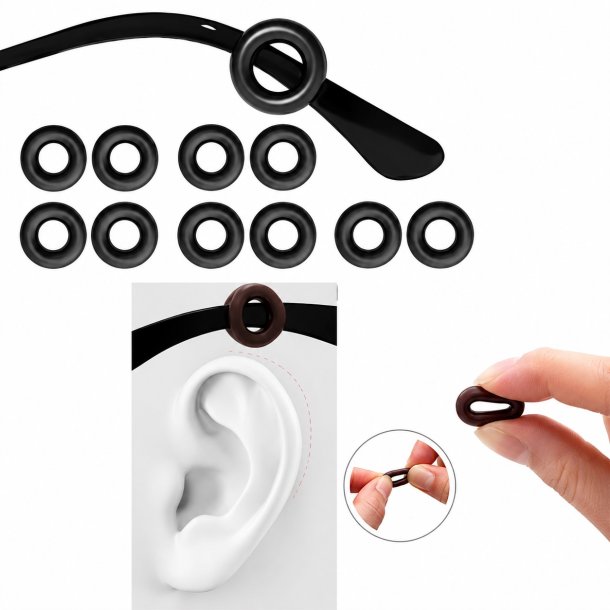 Sort rund silicone frame lock - 5 par
